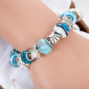 Ocean Shell Blue Crystal Beads Chain Bangle Bracelet Women Girl Charm Jewelry  Z