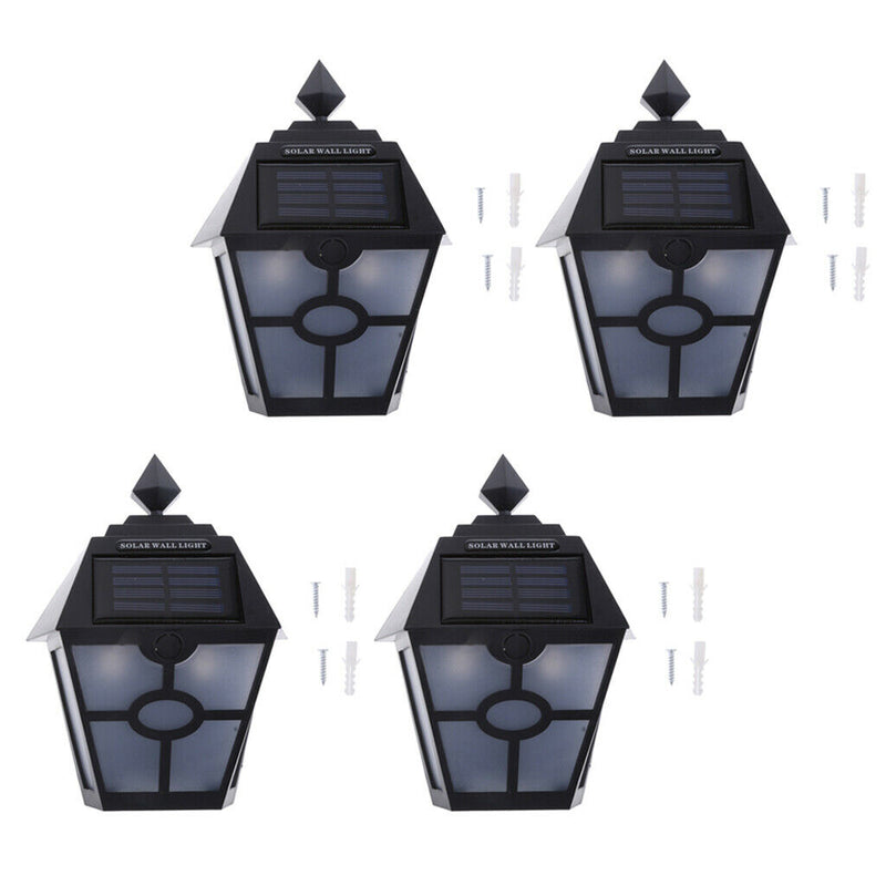 4 Pcs Solar Powered Outdoor Garden Fence Wall Light LED Outdoor Garden Lamp