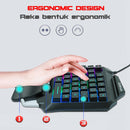 Single Hand Membrane Keyboard 35 Keys Mini RGB Backlight Ergonomic USB Wired