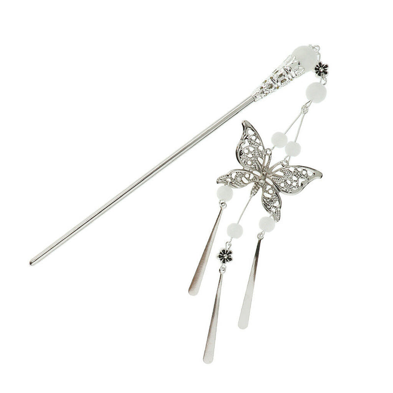 Butterfly Hair Sticks Bride Headdress Tassel Hairclips Headwear Hairpins