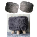 2pcs 16" Comfy Furry Footstool Cover Round Stool Slipcovers Protector Gray