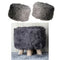 2pcs 16" Comfy Furry Footstool Cover Round Stool Slipcovers Protector Gray