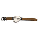 Men OULM Military Army Dual Time Zones Big Dial Leather Sports Watch Black