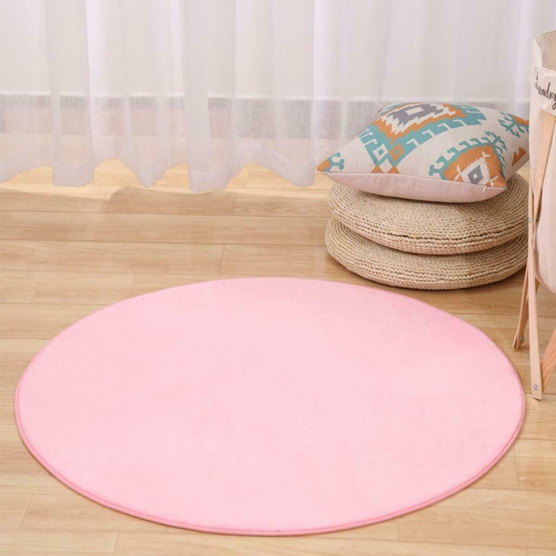 Pink Round Pad Plush Soft Mat Rug Carpet for Kids Play Tent Playhouse (100CM)
