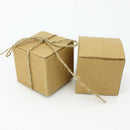 50 Pcs/Set Kraft Paper Square Candy Box with Ribbon DIY Wedding Gift Favor Boxes