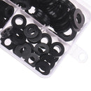 350Pcs M2/M2.5/M3/M4/M5/M6/M8 Black Nylon Flat Washer Assortment Kit SetBD3C