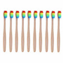 10PCS Environmentally Wood Rainbow Toothbrush Bamboo ToothBrush Bamboo Fibr