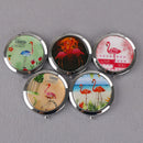 Women makeup compact pocket flamingo mirrors portable double-side folding mirrJR