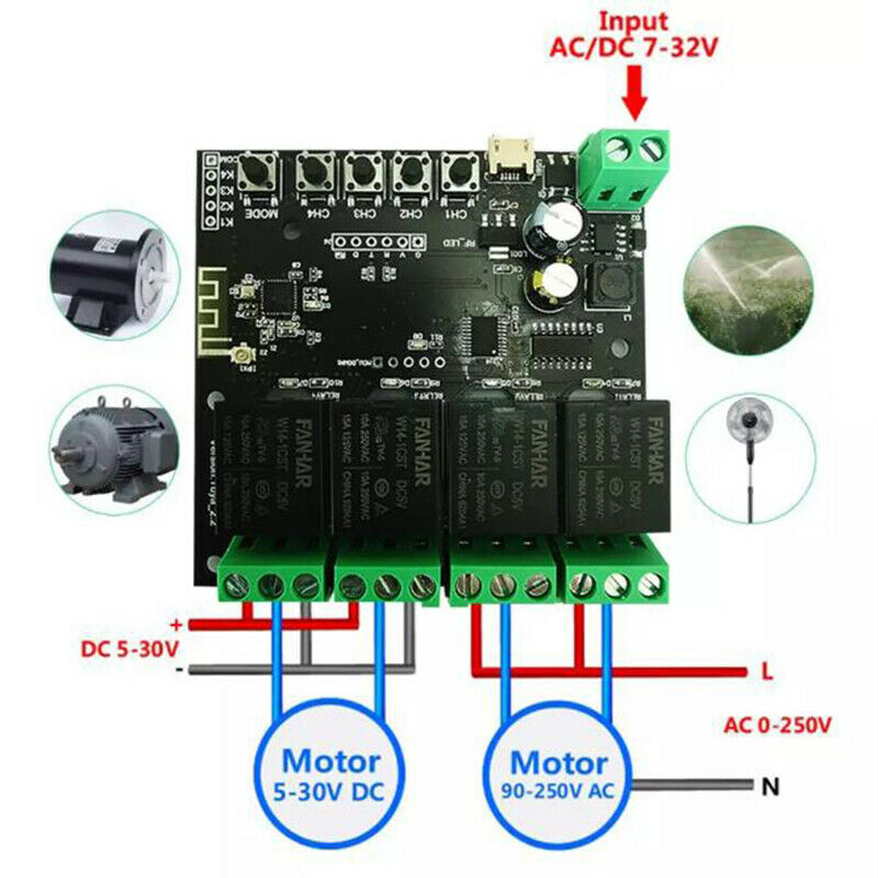 4CH Tuya Switch WiFi Switch Module Wireless Relay  Remote Control Smart Time Hn