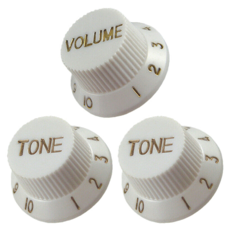 1 Volume & 2 Tone Control Switch Knobs for ST Sq Electric Guitar White