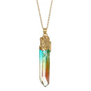 Irregular Rainbow Stone Natural Crystal Pendant Necklace Chakra Rock Quartz 1PC