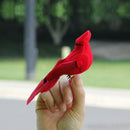 Artificial Red Clip-on Feathered Birds Christmas Ornaments Decor X12