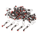 50 Pieces Fishing Barrel Rolling Swivels with Interlock Snaps Connectors S