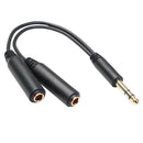 6.35 "1/4" Male Plug To Dual Female Splitter Y Audio