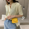 Pure Color Leather Mini Shoulder Bags Women Chain Messenger Bags (Yellow)