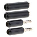 4x 3.5mm Male + Female Repair headphone Stereo Jack Plug Metal Audio Connector