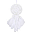White Handmade Lace Dream Catcher Feather Bead Hanging Decor Ornament