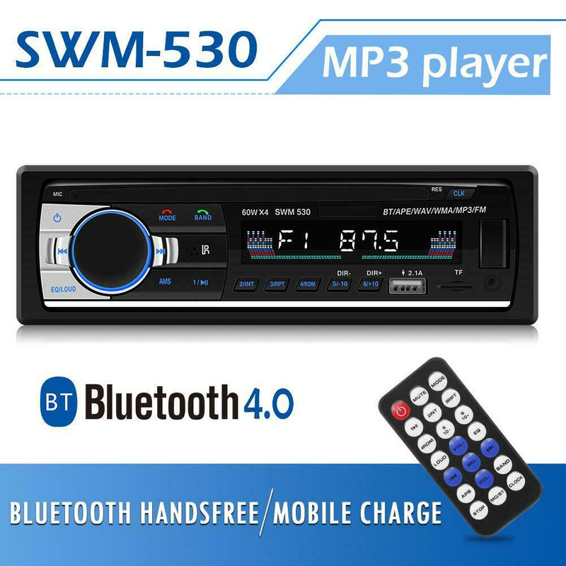 1 DIN Car Radio Bluetooth Handsfree Stereo AUX FM TF Audio MP3 Player Head Unit