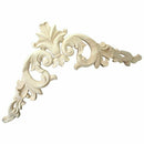 15*15cm Rubber Wood Carved Corner Onlay Applique Exquisite Unpainted