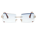 Ladies Rimless Sunglasses Party Tinted Lens Metal Frame Eyewear UV 400 Blue