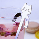 3-Pcs Lovely Cat Long Handle Hanging Spoons Stainless Steel Ice Tea Coffee