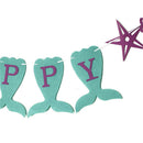 Mermaid Themed Happy Birthday Banner For Girl's Summer Birthday Party Decorat BX