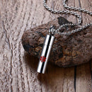 Alert ID Chain Necklace  Cross Engraved Pendant Container