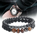 2PCS/set Black Mantra Prayer Healing Natural Stone Beads Bracelet Women Men