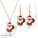 2pcs/set Christmas Santa Claus Drop Earrings Cute Pendant Necklace Jewelry