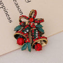 Retro Women Rhinestones Christmas Bell Brooch Xmas Party Alloy Jewelry Pins A