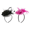 2pcs 1920s  Feather Fascinator Flower Veil Hat Headband Fancy Dress