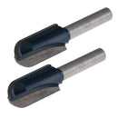 2PCS 1/2'' Cutting Dia Round Nose Core Cove Box Router Bit Cutter- 1/4 Shank
