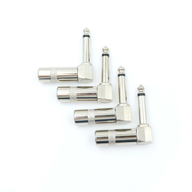 4x 90 Degree Right Angle 6.35mm 1/4"" Male Mono Phone Welded Jack PlugTe