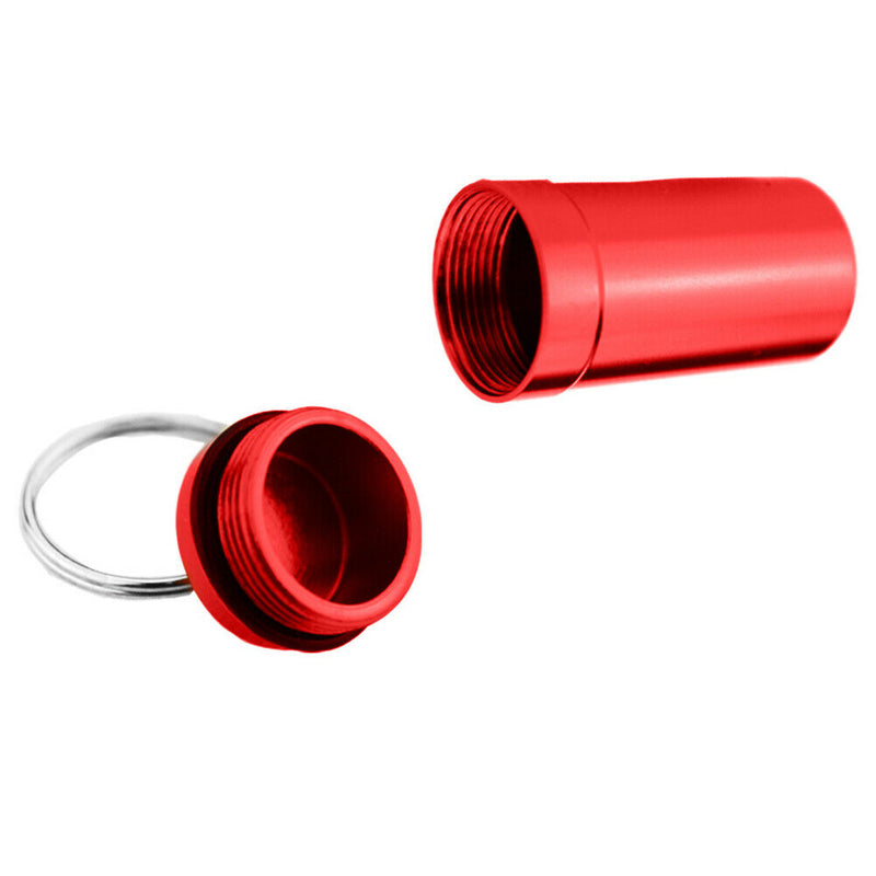 4x Mini Waterproof Metal Medicine Pill Box Case Bottle Holder Container Keychain