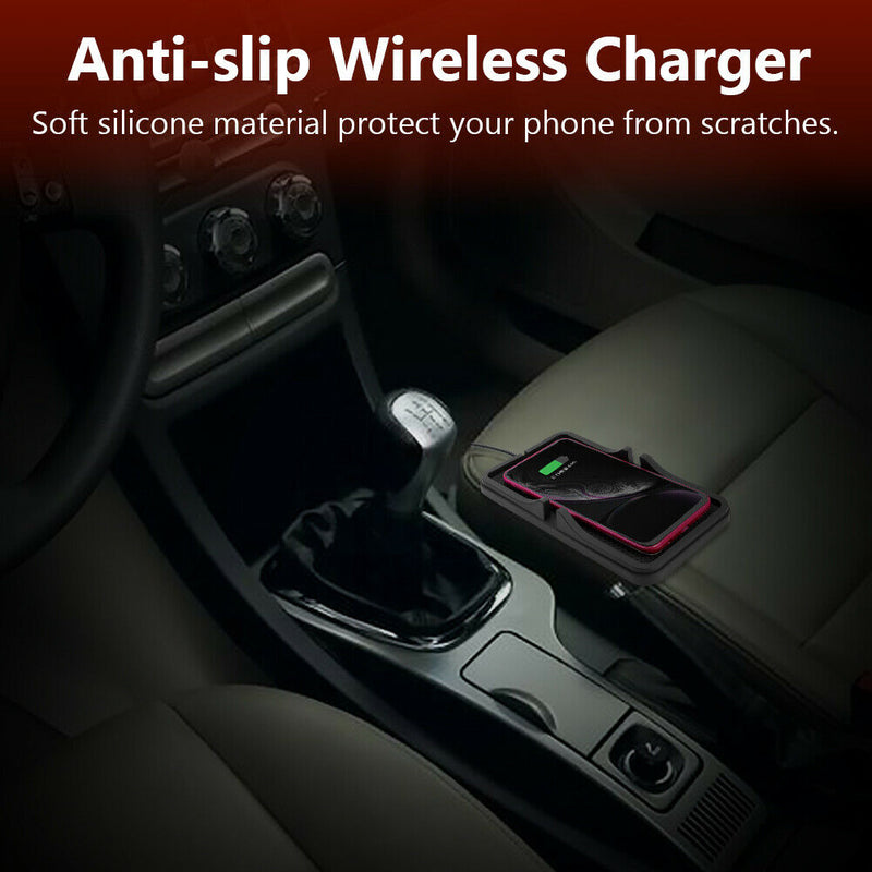 Qi Car Wireless Charger Charging Pad Dock Station Silicone Phone Holder Stand