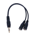 3.5mm 1 Male to 2 Female Y Splitter Stereo Extension Audio Cable (Black) A