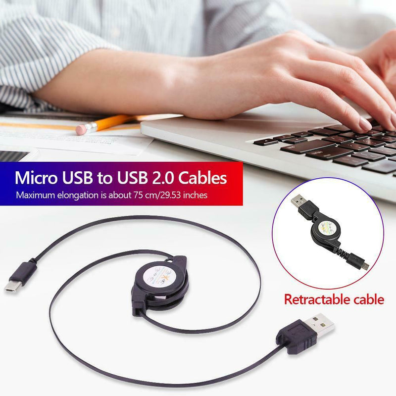 5pcs Micro USB to USB 2.0 Retractable Data Sync Charger Charging Cable Wire