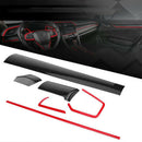 6Pcs Carbon Fiber Console Center Dashboard Cover Trim Decorative Stickers f