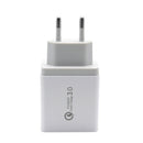 EU Plug QC3.0 USB Charger Square Wall Phone Tablet Charging Adapter (White) A
