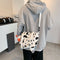 Fashion Women Cow Print Shoulder Bags Canvas Pendant Handbags Casual Totes