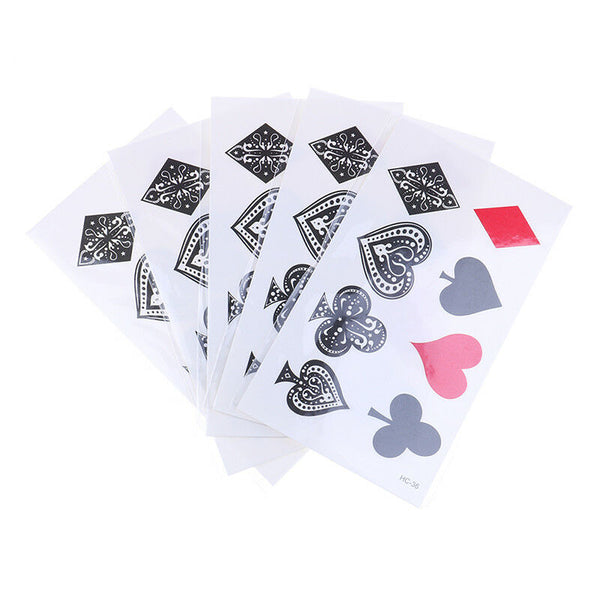 5Pcs/Set Peach Heart Poker Waterproof Temporary Sleeve Tattoo Glitter Tattoos Kw