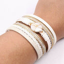 Leather Multi-Layer Wraps Bracelet,Boho Wide Buckle Wristband Bangle,BraidedZ5D2