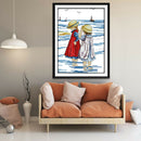 Stamped Cross Stitch Kit 11 Count Printed Sisters Beach Embroidery Crafts
