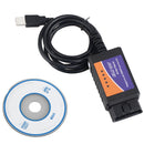 USB Code Reader ELM327 OBDII OBD2 Diagnostic Scanner CD For PC Engine Scan Tool