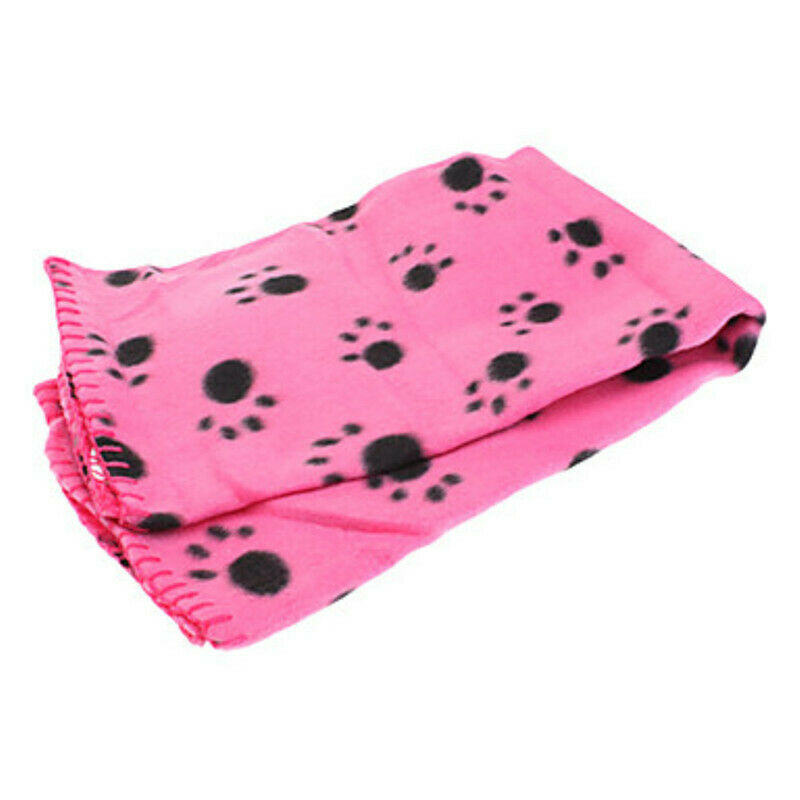 Lovely Pets Mat Soft Warm Fleece Paw Print Design Pet Puppy Dog Cat Mat Bla T5S2