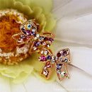 Charming Girl's Colorful Crystal Rhinestone Golden Bowknot Charm Stud EarringsJR