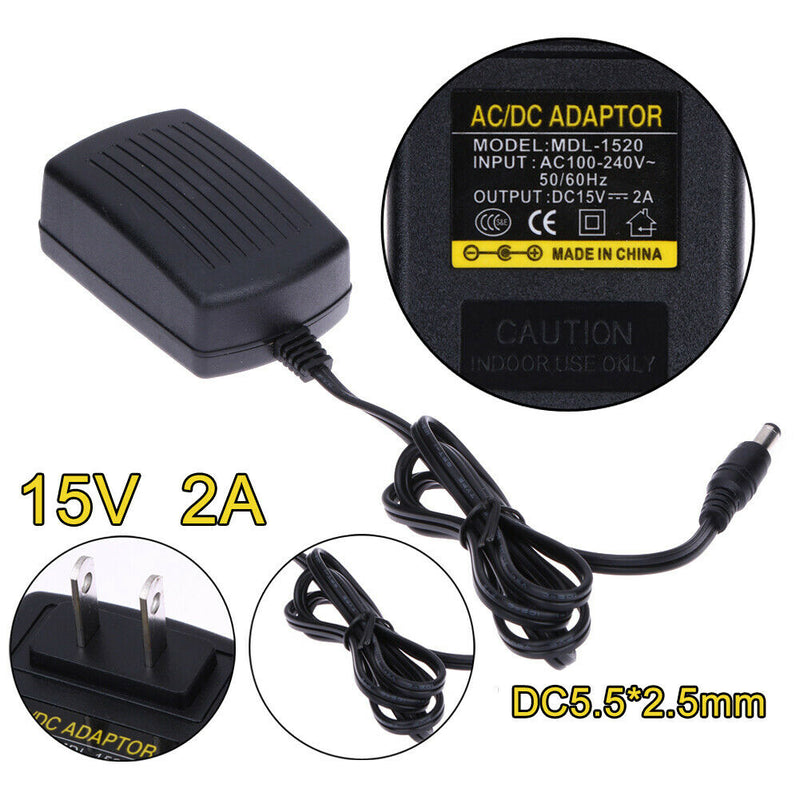 DC15V 2A Adapter AC 100V-240V to DC 15V Converter Power Supply Adapter