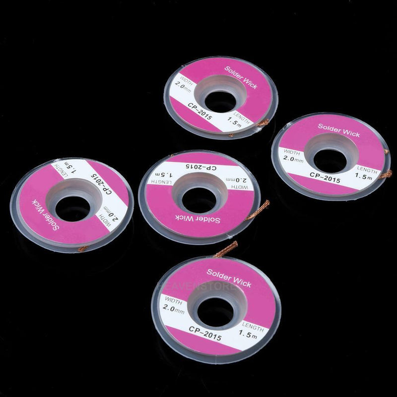 5PCS 5ft 2.0mm Desoldering Braid Solder Remover Sucker Flux Wick Cable Wire Lead