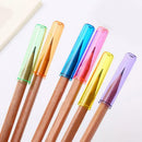 6pcs Pencil Cap Plastic Translucent Pen Cover Office Stationery Supplies