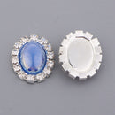 10Pc 20x15mm Oval Rhinestone Flatback Buttons Diamante Dome Cabochon Gem DIY